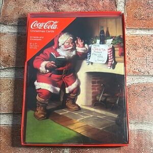 8 Count Coca-Cola Christmas Cards with Santa
